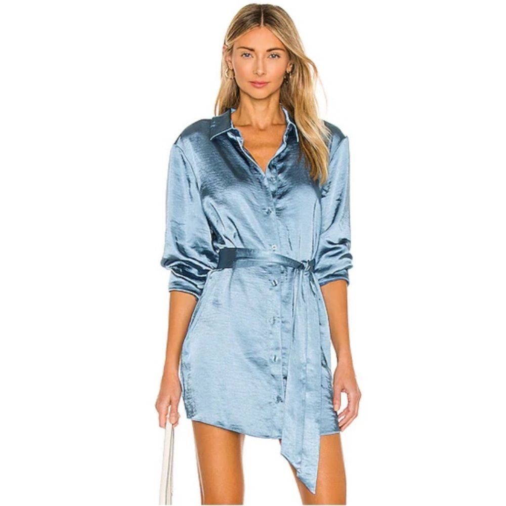 L'Academie Satin  bleed Dress in Soft Blue, S